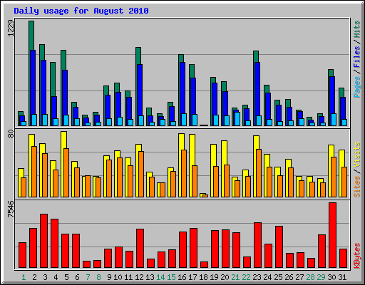 Daily usage for August 2010