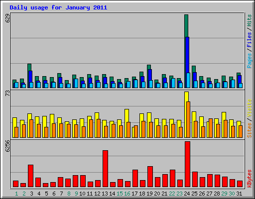 Daily usage for January 2011