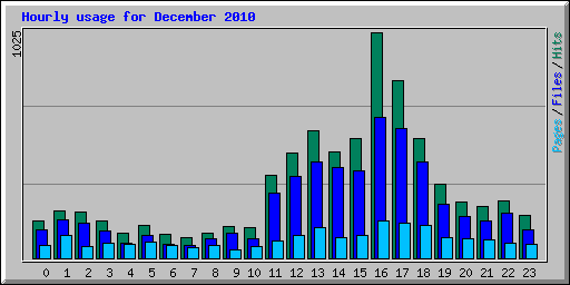 Hourly usage for December 2010